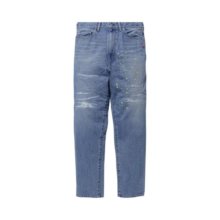 BAPE x Kid Cudi Damaged Denim Pants Light Indigo
