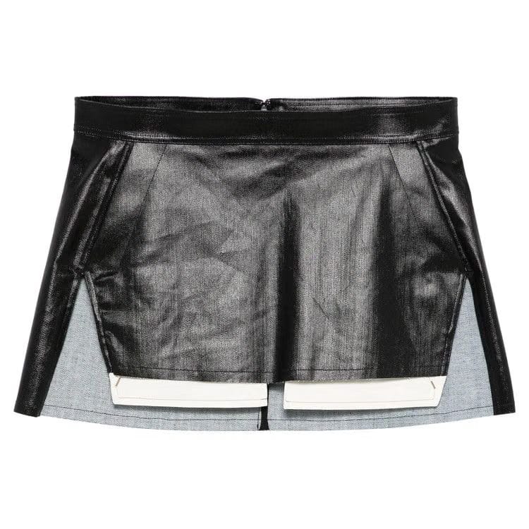Rick Owens Denim Fog Cut-Off Mini Skirt Black