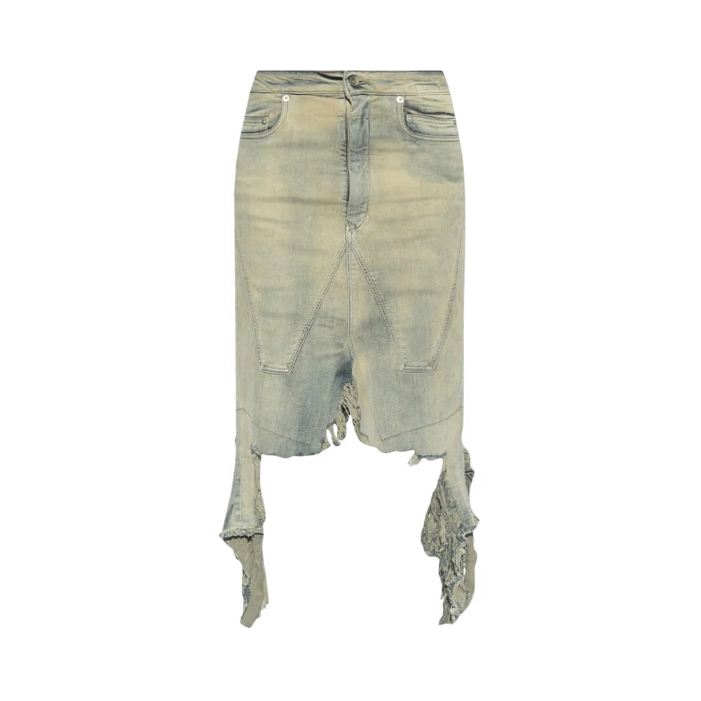 Rick Owens DRKSHDW Denim Slivered Skirt Sky