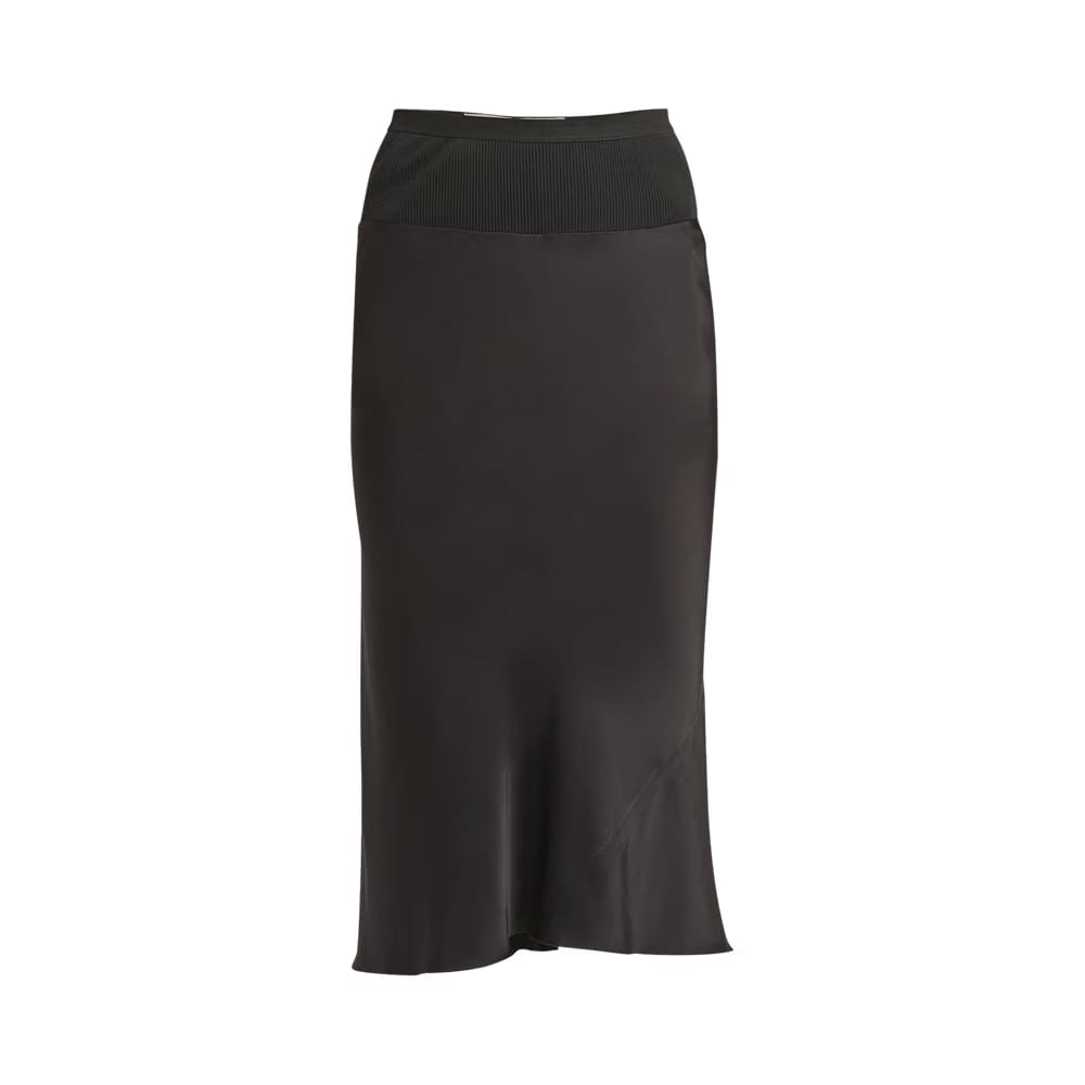 Rick Owens Charmeuse A Line Bias Skirt Black