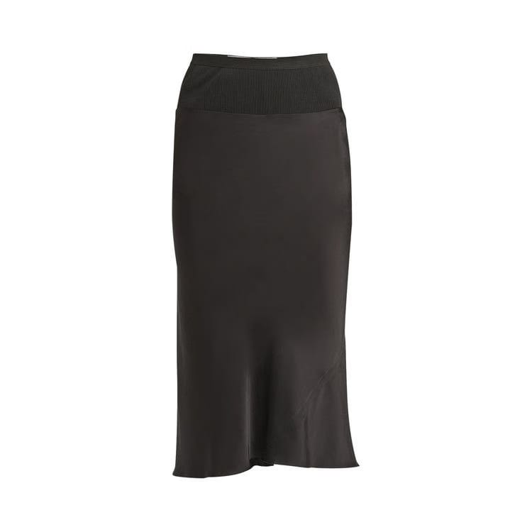 Rick Owens Charmeuse A Line Bias Skirt Black