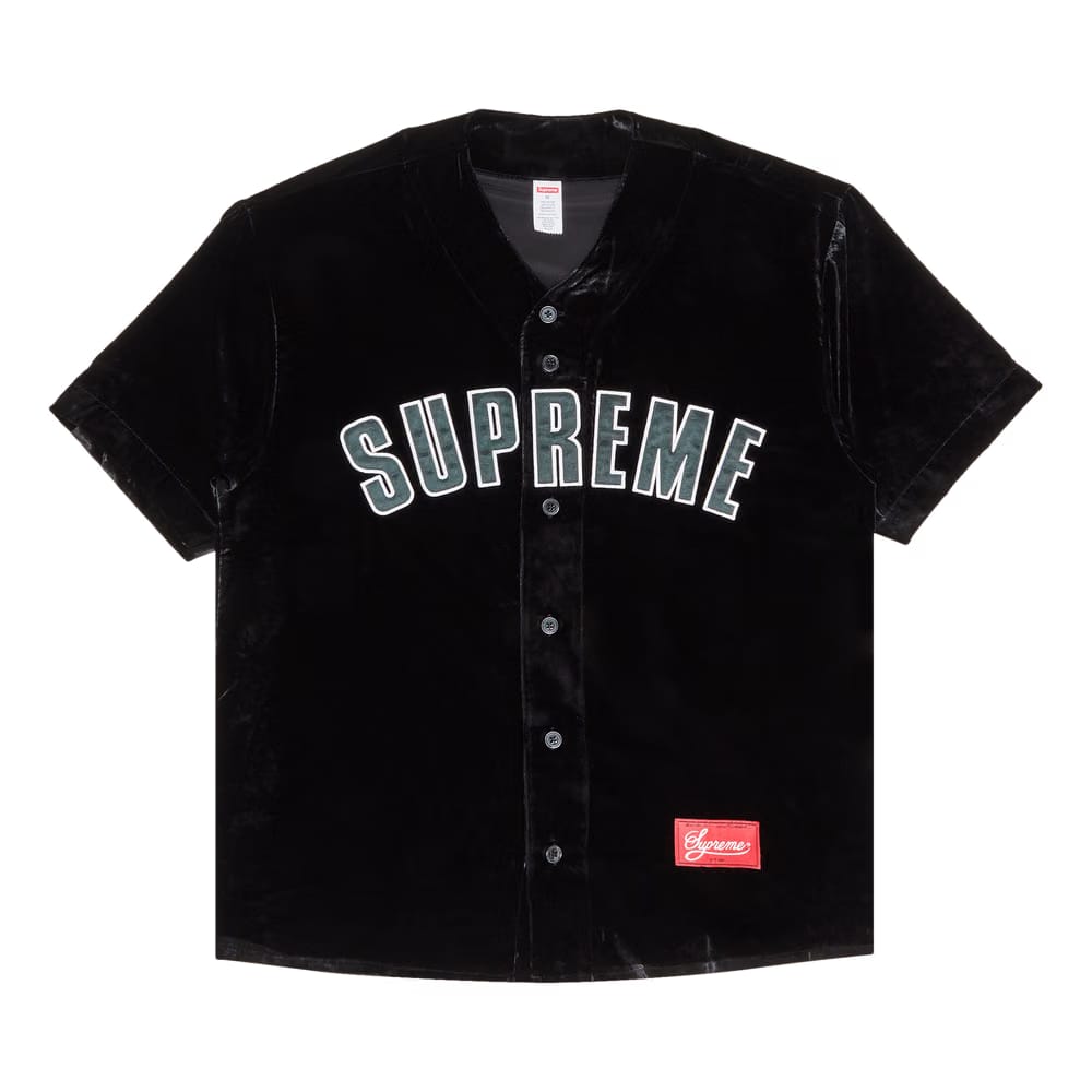 Supreme Velvet Baseball Jersey Black