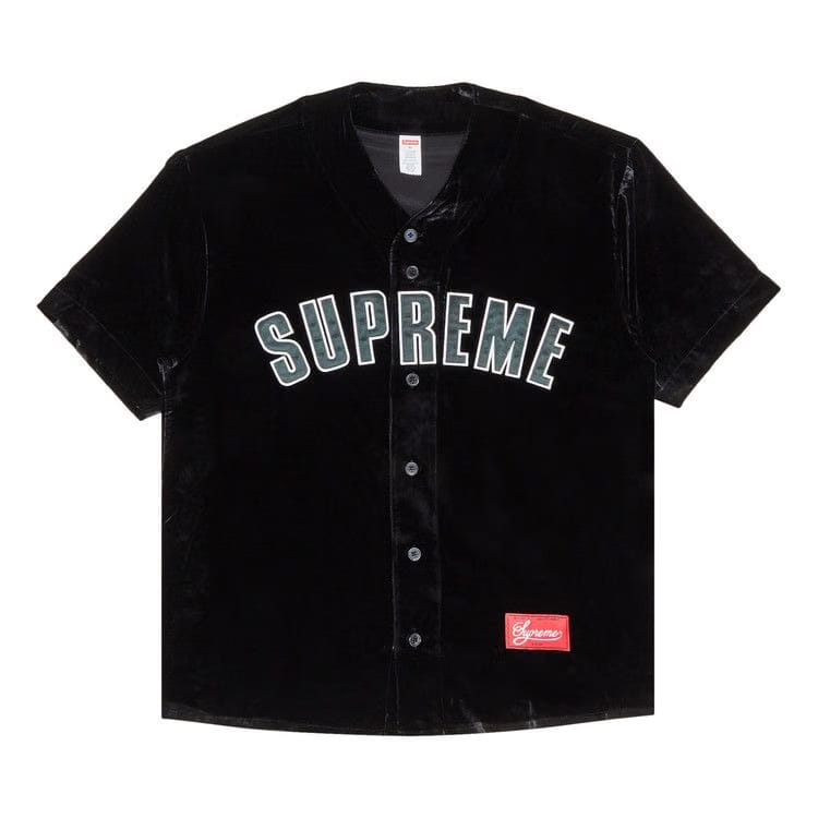Supreme Velvet Baseball Jersey Black