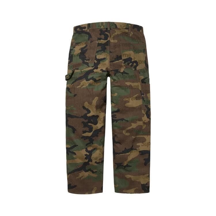 Supreme Jacquard Logos Double Knee Denim Painter Jean Woodland Camo