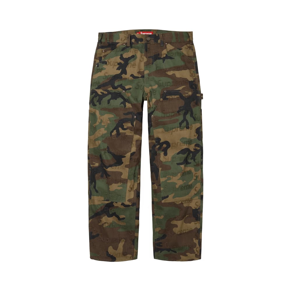 Supreme Jacquard Logos Double Knee Denim Painter Jean Woodland Camo