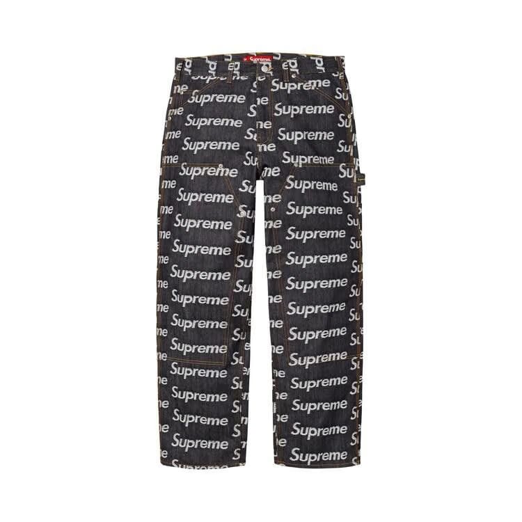 Supreme Jacquard Logos Double Knee Denim Painter Jean Rigid Indigo