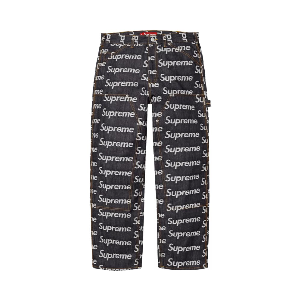 Supreme Jacquard Logos Double Knee Denim Painter Jean Rigid Indigo