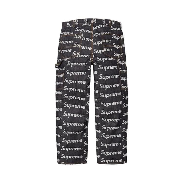 Supreme Jacquard Logos Double Knee Denim Painter Jean Rigid Indigo