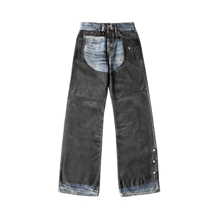 Acne Studios Leather Chaps Printed Jeans Blue