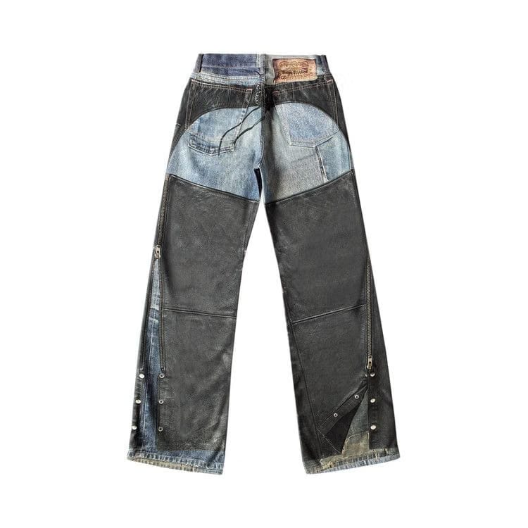 Acne Studios Leather Chaps Printed Jeans Blue