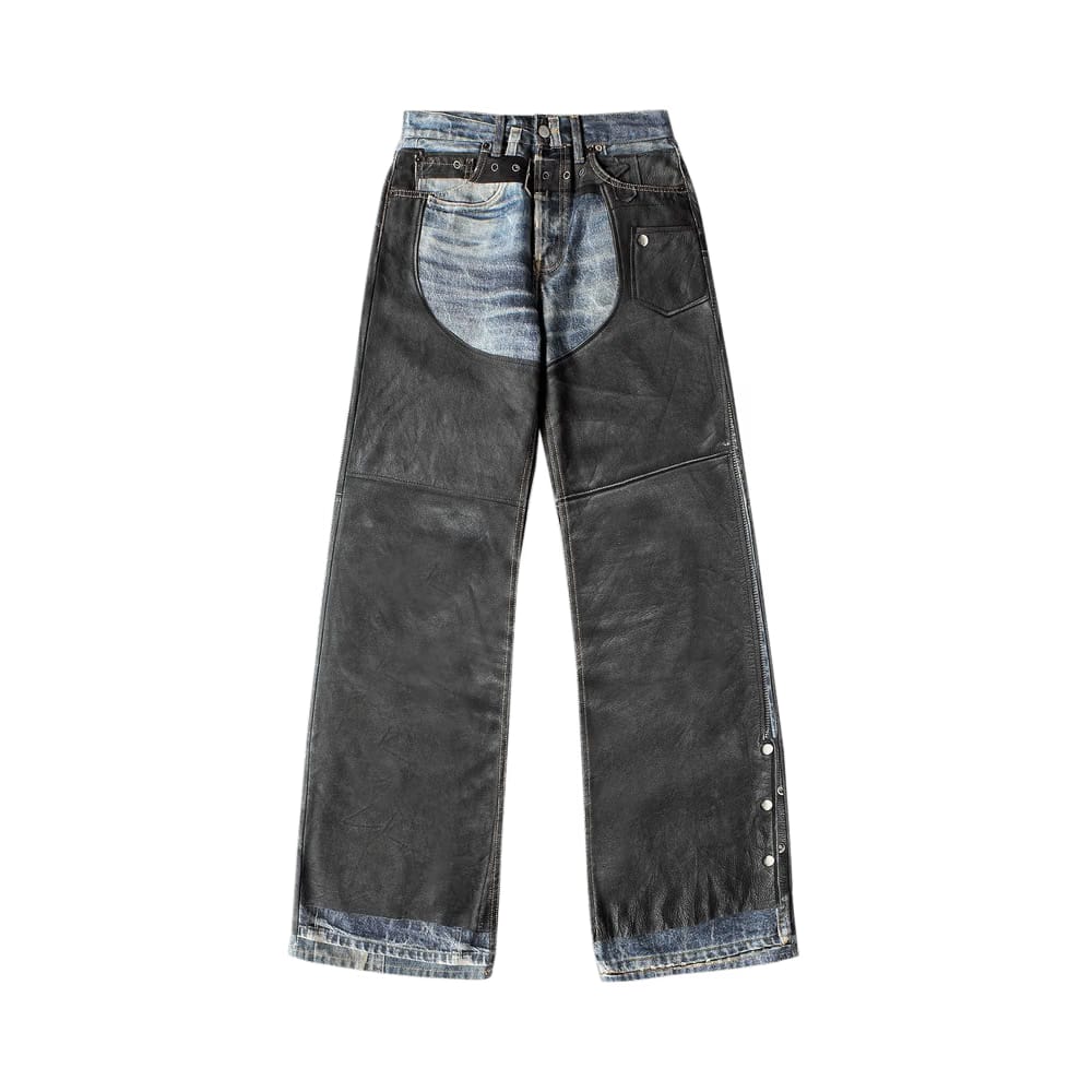 Acne Studios Leather Chaps Printed Jeans Blue