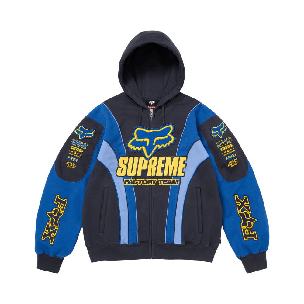 Supreme x Fox Racing Zip Up Hoodie Navy