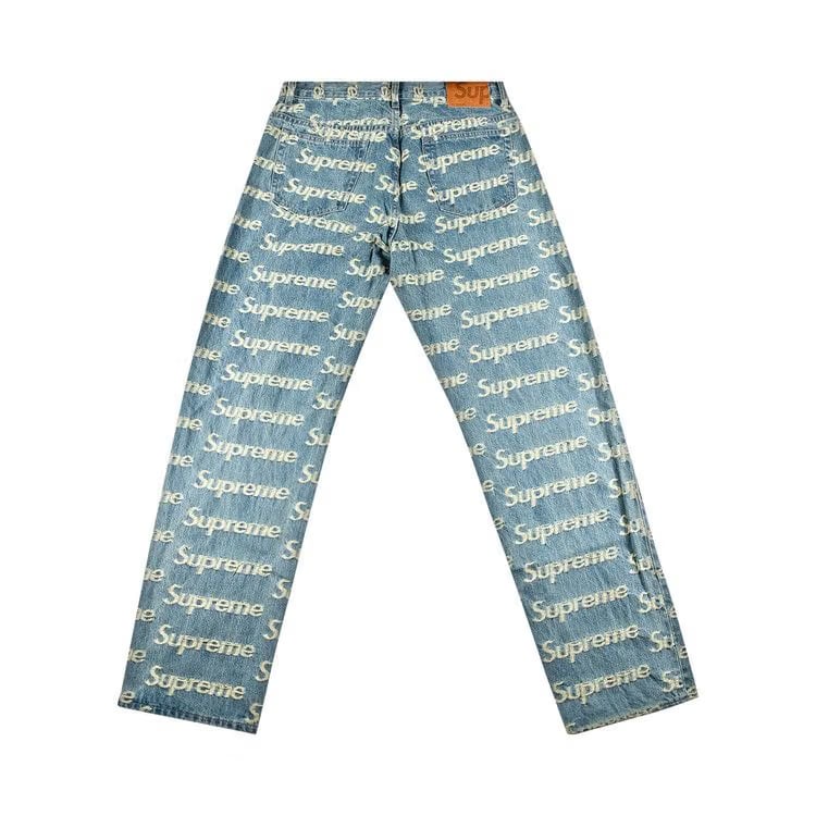 Supreme Frayed Logos Regualr Jean Blue