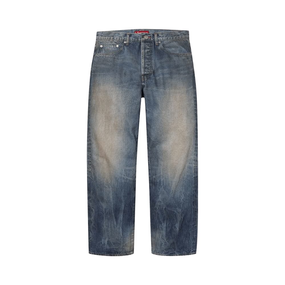 Supreme Distressed Loose Fit Selvedge Jean Washed Indigo