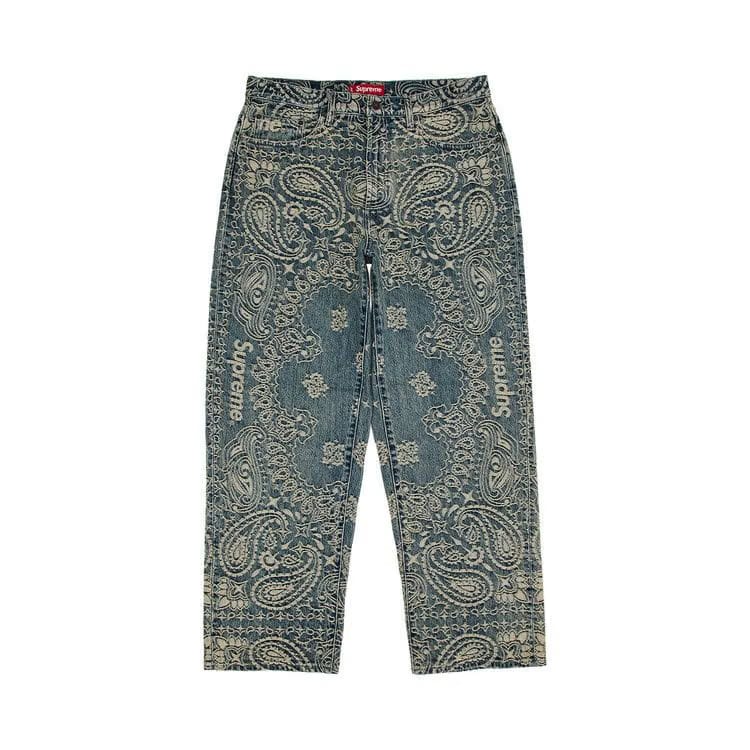 Supreme Bandana Jacquard Baggy Jean Blue