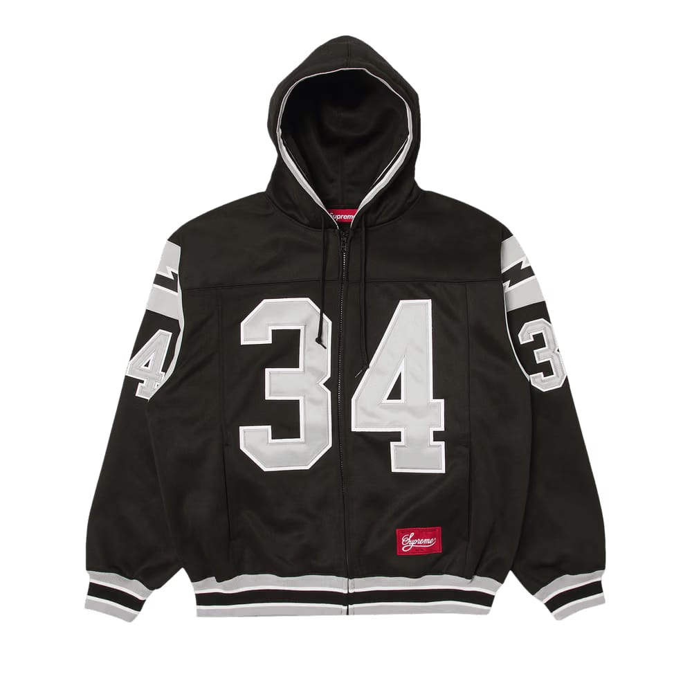 Supreme Football Zip Up Hoodie Black