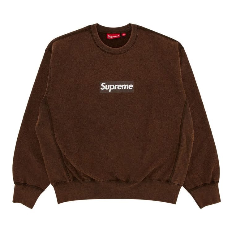 Supreme Washed Box Logo Crewneck Brown