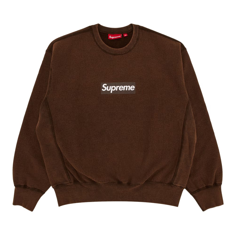 Supreme Washed Box Logo Crewneck Brown