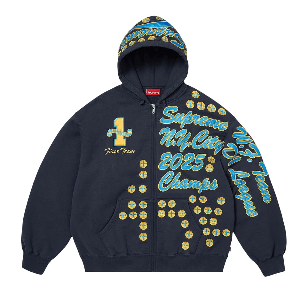 Supreme League Champs Zip Up Hoodie Navy