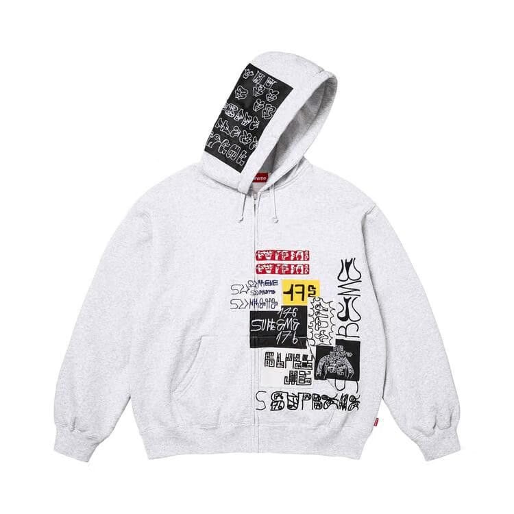 Supreme 176 Zip Up Hoodie Ash Grey