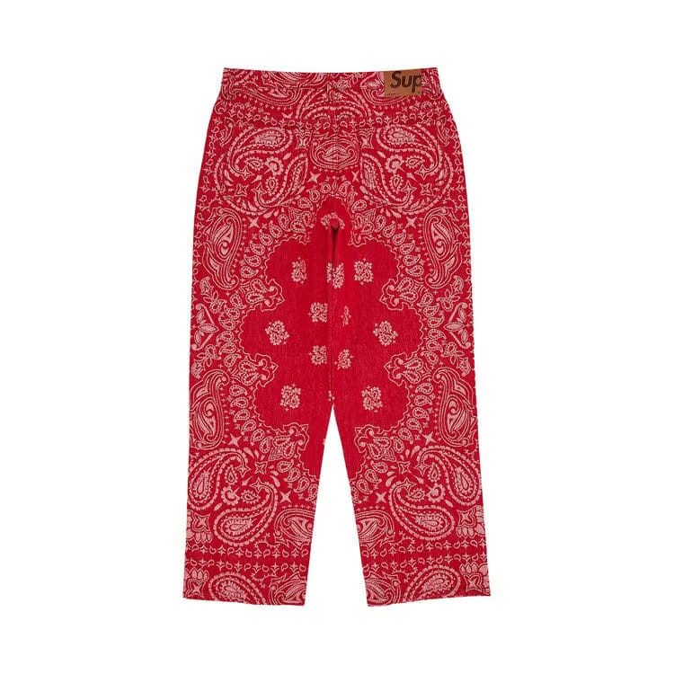 Supreme Bandana Jacquard Baggy Jean Red
