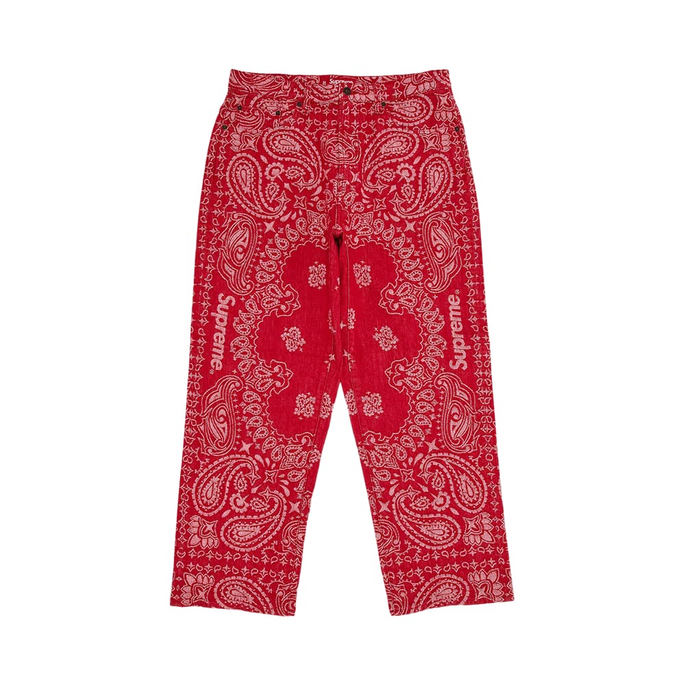 Supreme Bandana Jacquard Baggy Jean Red