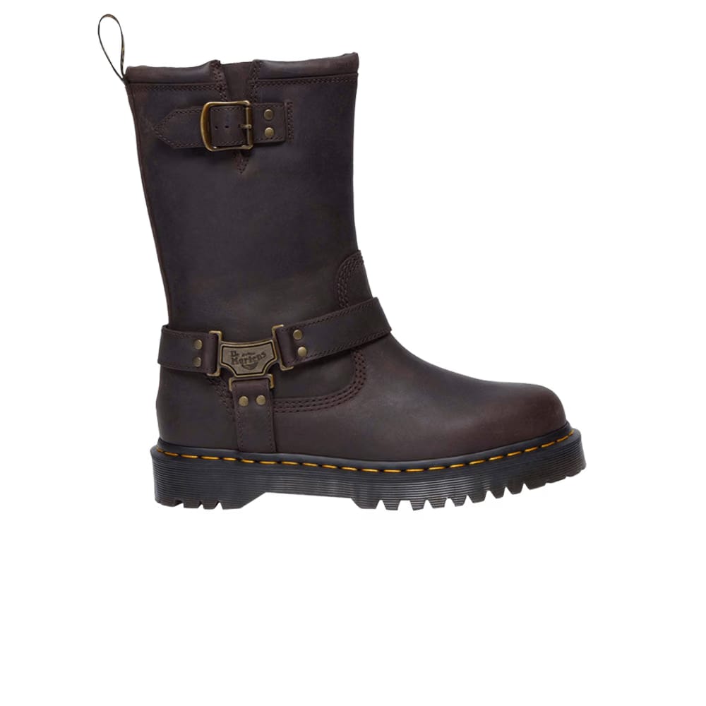 Dr. Martens Anistone High Leather Biker Boot Dark Brown
