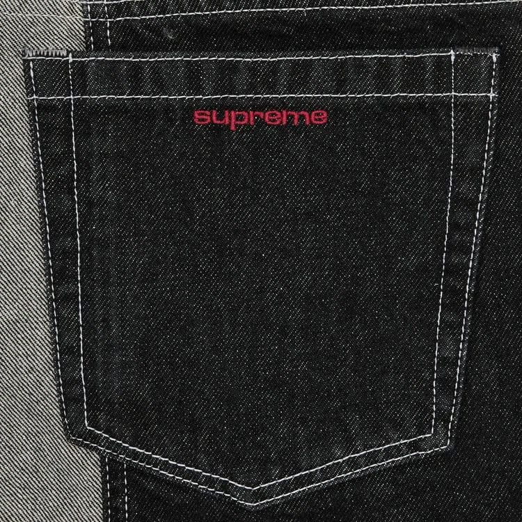 Supreme 2-Tone Paneled Baggy Jean Black