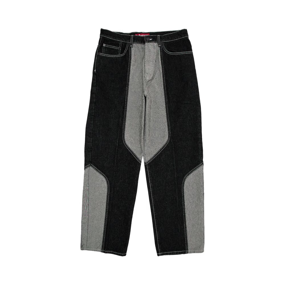 Supreme 2-Tone Paneled Baggy Jean Black