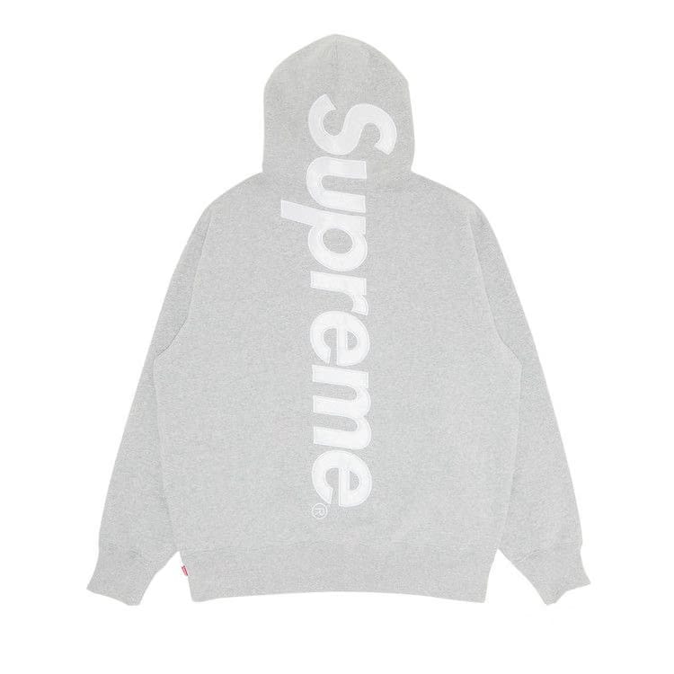 Supreme Satin Appliqué Hoodie Heather Grey