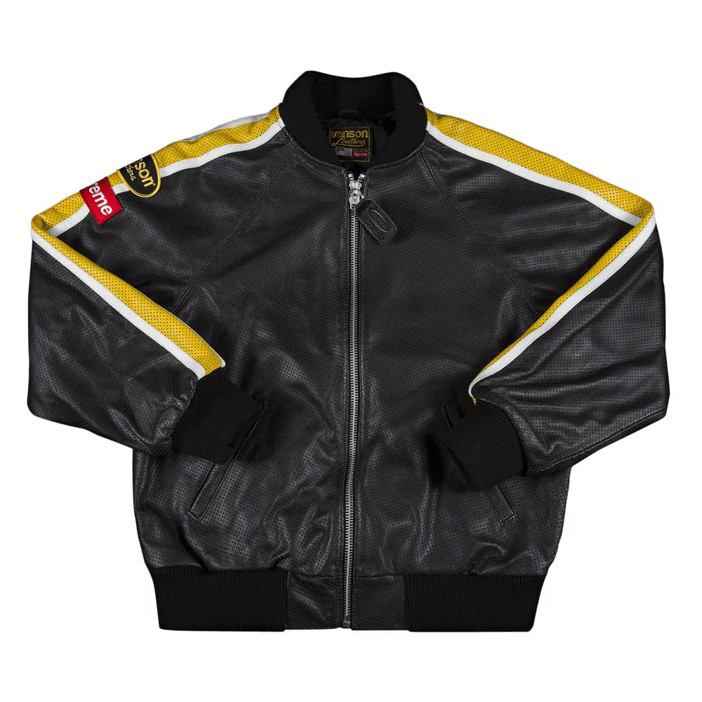 Supreme x Vanson Leathers Perforated Bomber Jacket Black