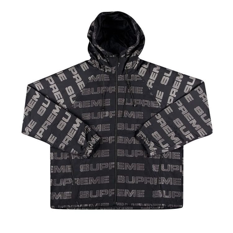 Supreme Logo Ripstop Hooded Track Jacket Black