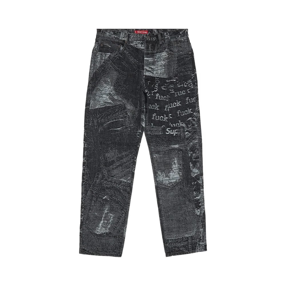 Supreme Archive Denim Jacquard Regular Jean Black