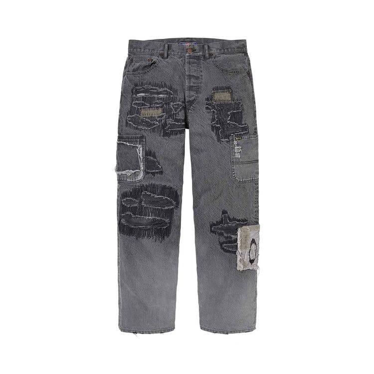 Supreme x blackmeans Mended Loose Fit Jean Washed Black