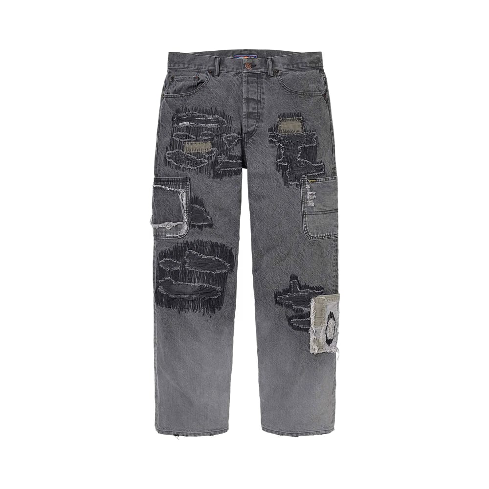 Supreme x blackmeans Mended Loose Fit Jean Washed Black