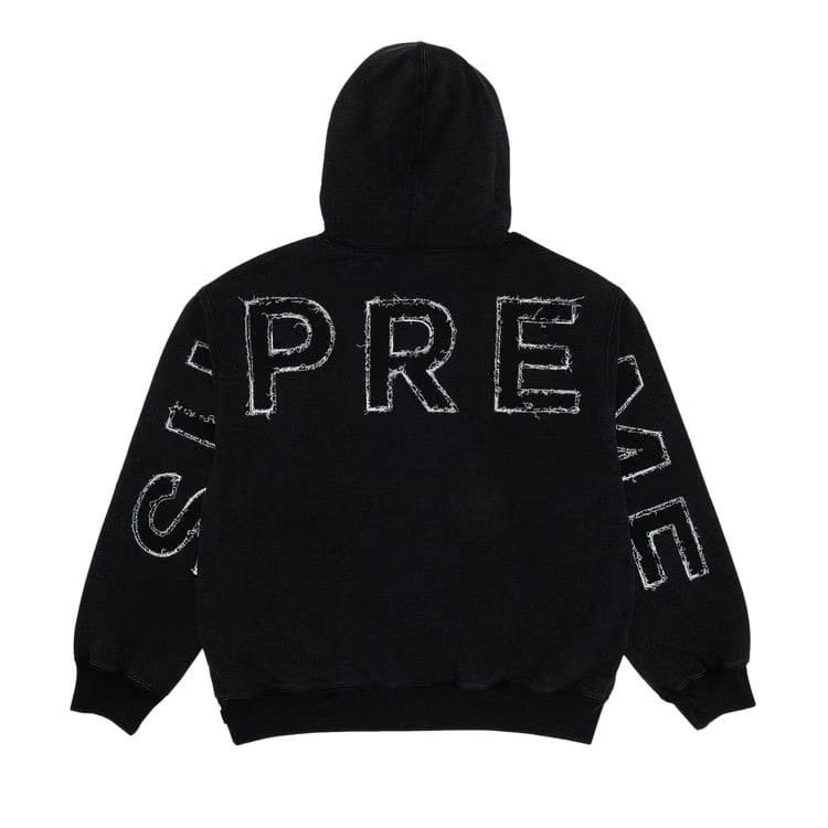 Supreme Frayed Hoodie Black