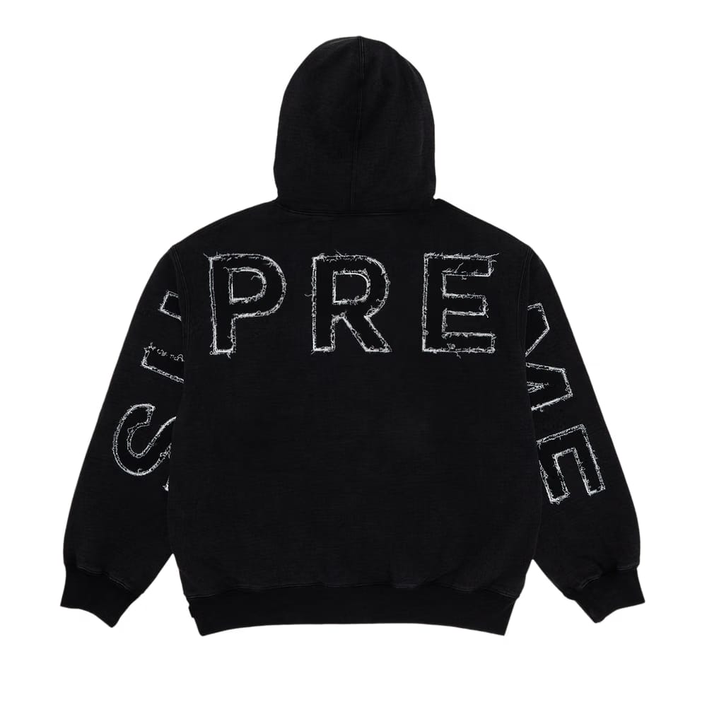 Supreme Frayed Hoodie Black