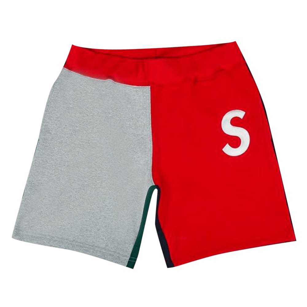 Supreme S Logo Colorblocked Sweatshort Red