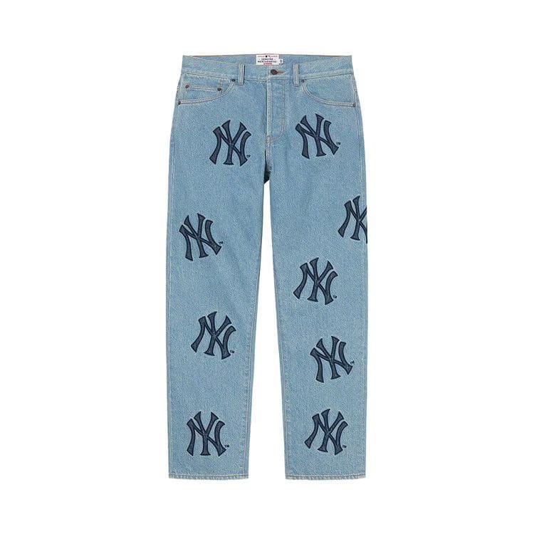 Supreme x New York Yankees Regular Jean Washed Blue