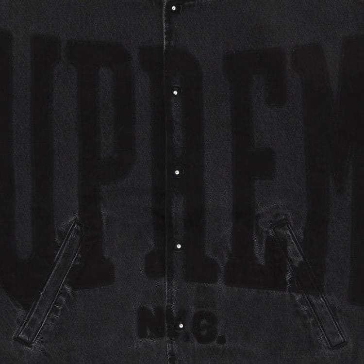 Supreme Washed Knockout Denim Varsity Jacket Washed Black