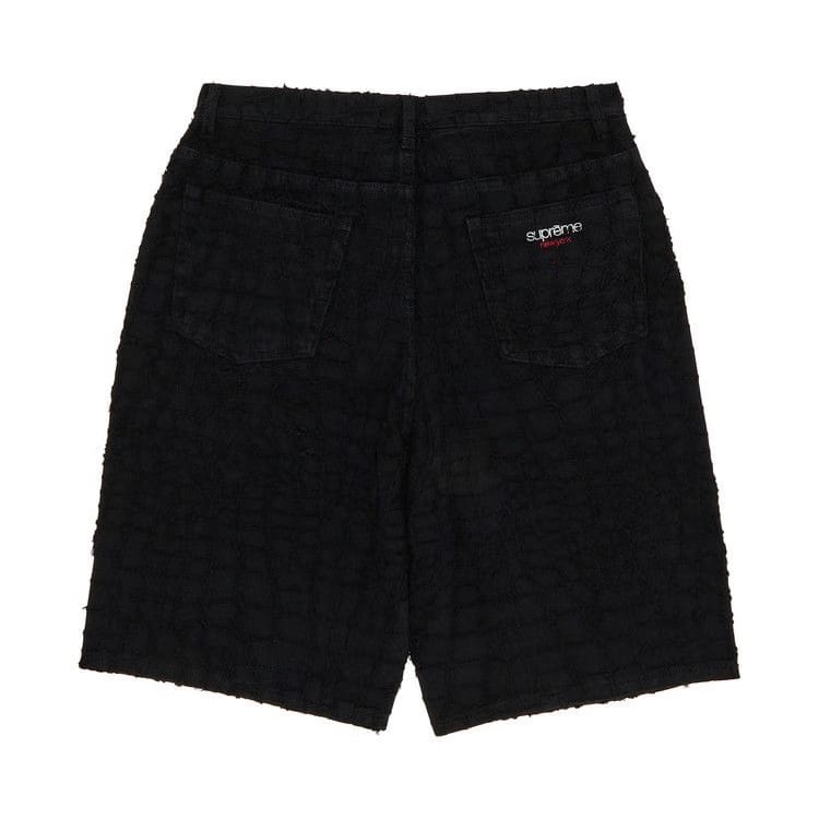 Supreme Frayed Croc Baggy Denim Shorts Black