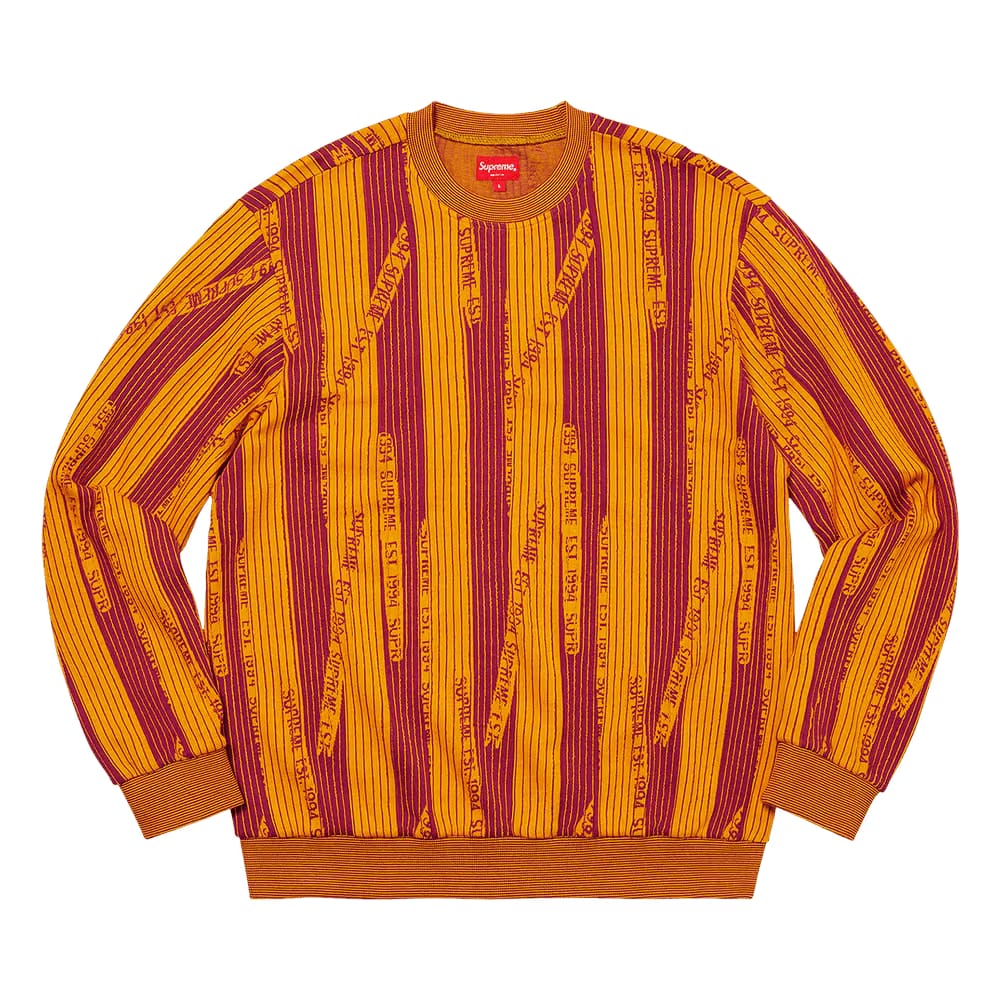 Supreme Textured Stripe Crewneck Yellow