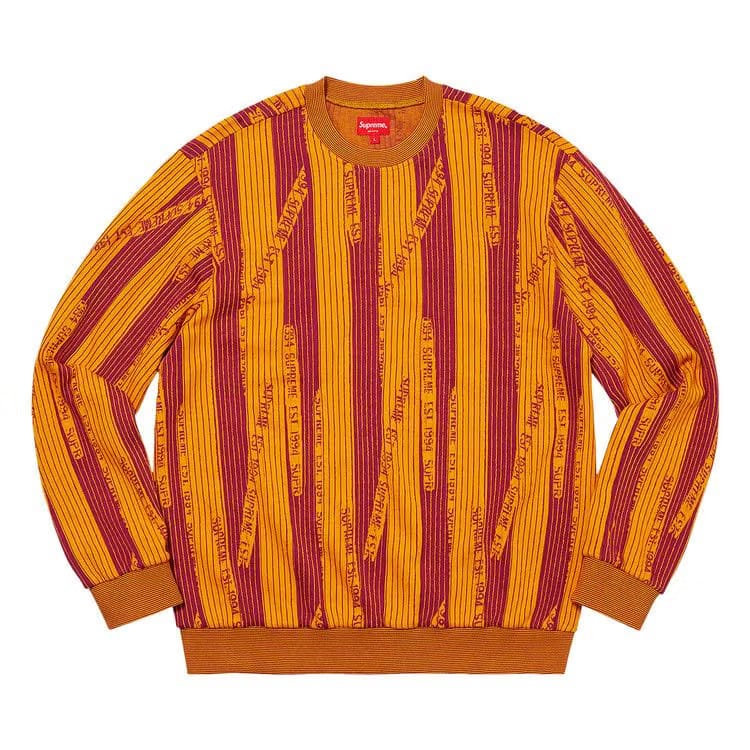 Supreme Textured Stripe Crewneck Yellow