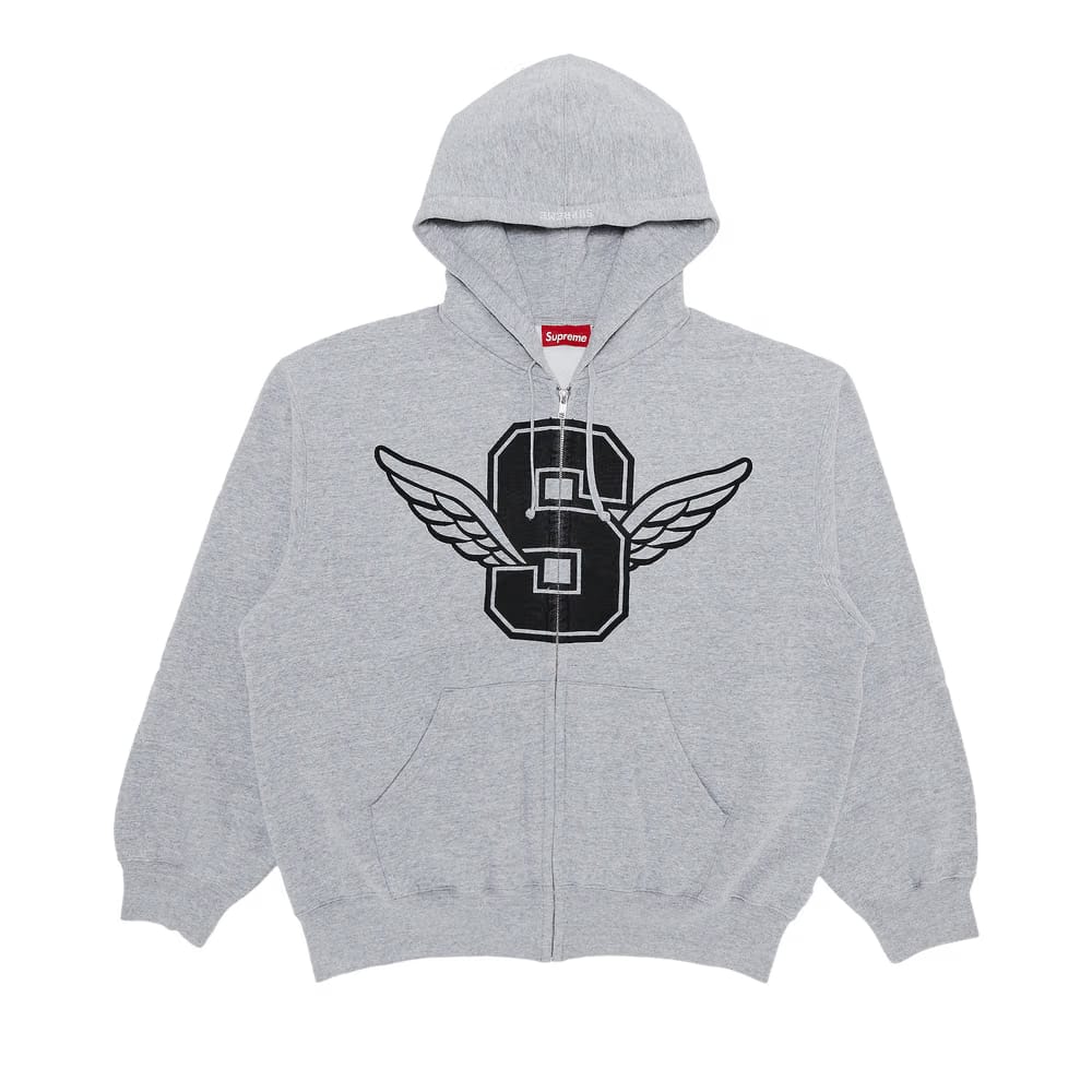 Supreme Wings Zip Up Hoodie Heather Grey