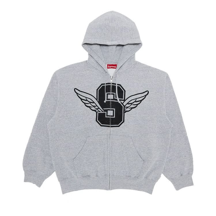 Supreme Wings Zip Up Hoodie Heather Grey