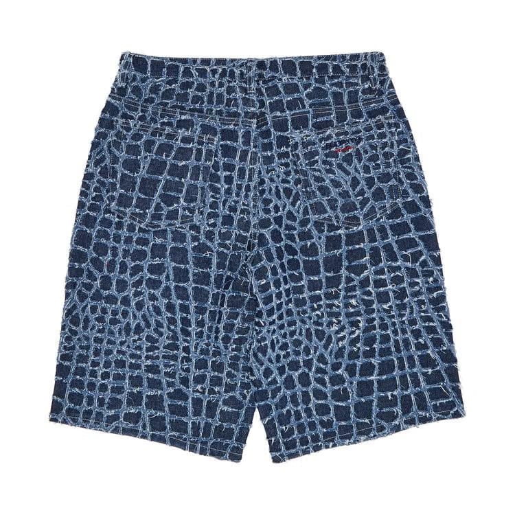 Supreme Frayed Croc Baggy Denim Shorts Indigo