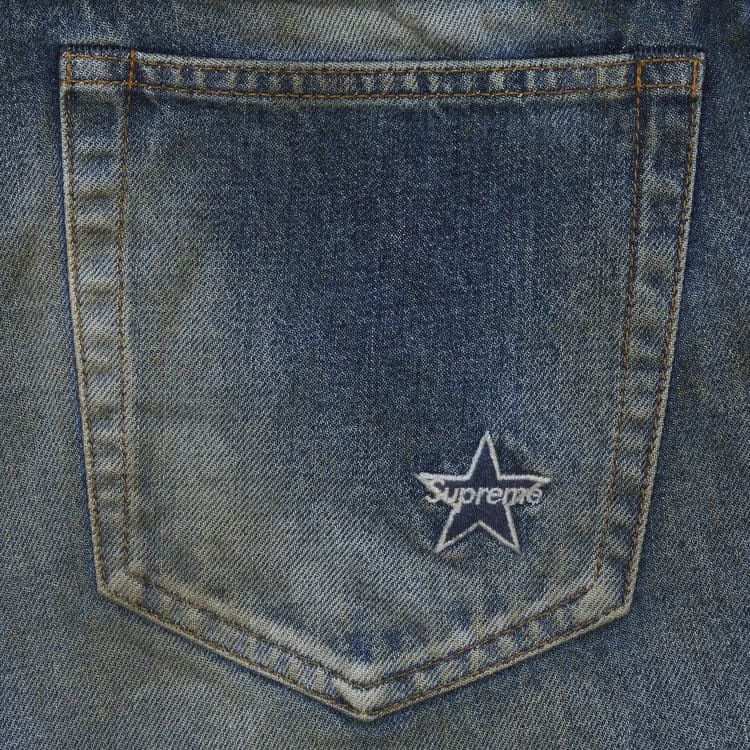 Supreme Distressed Loose Fit Selvedge Jean Washed Blue