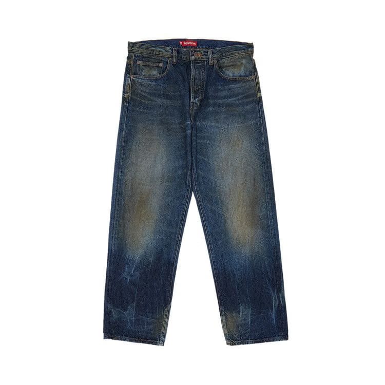 Supreme Distressed Loose Fit Selvedge Jean Washed Blue