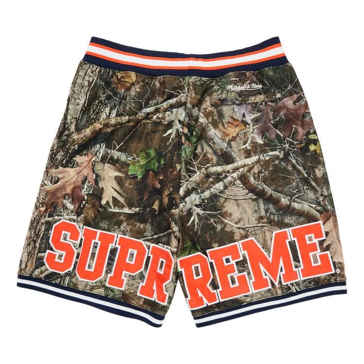 Supreme x Mitchell & Ness NCAA Basketball Shorts TrueTimber Kanati Camo