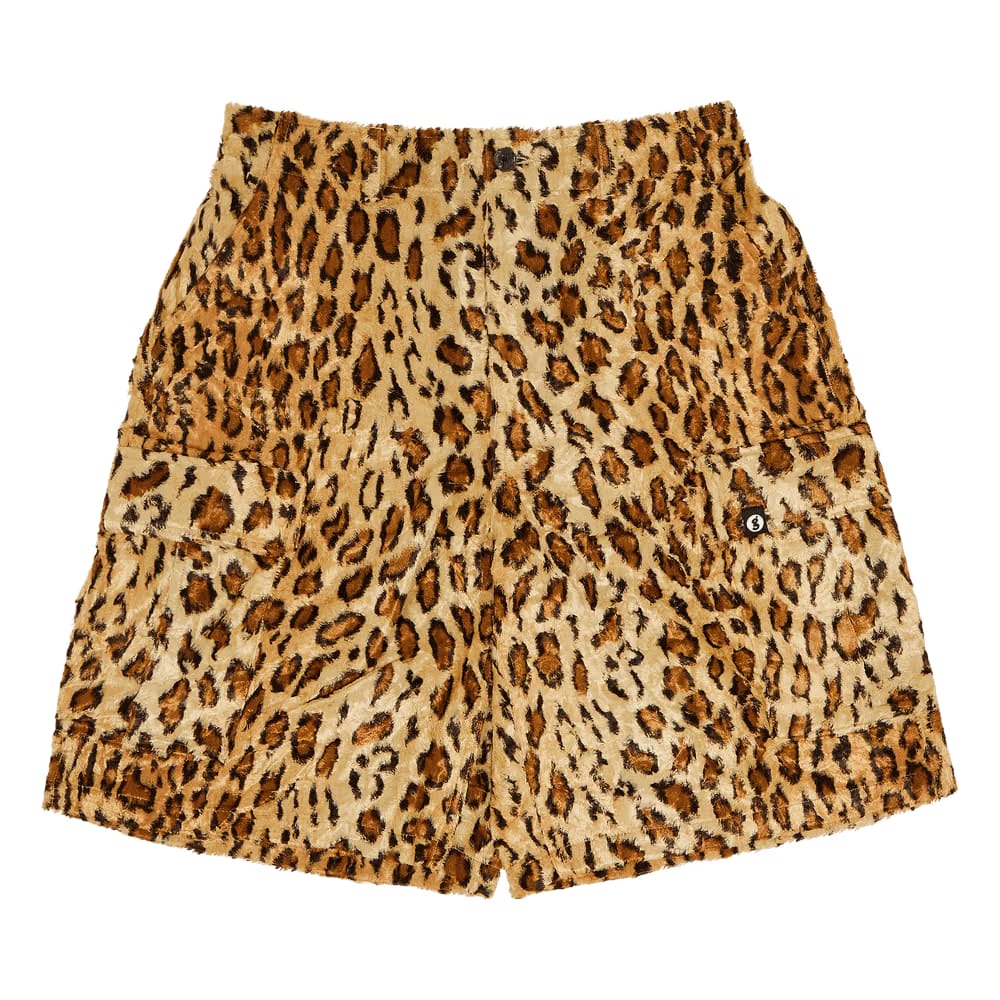 Supreme x Goodenough Crushed Rayon Pile Cargo Shorts Leopard